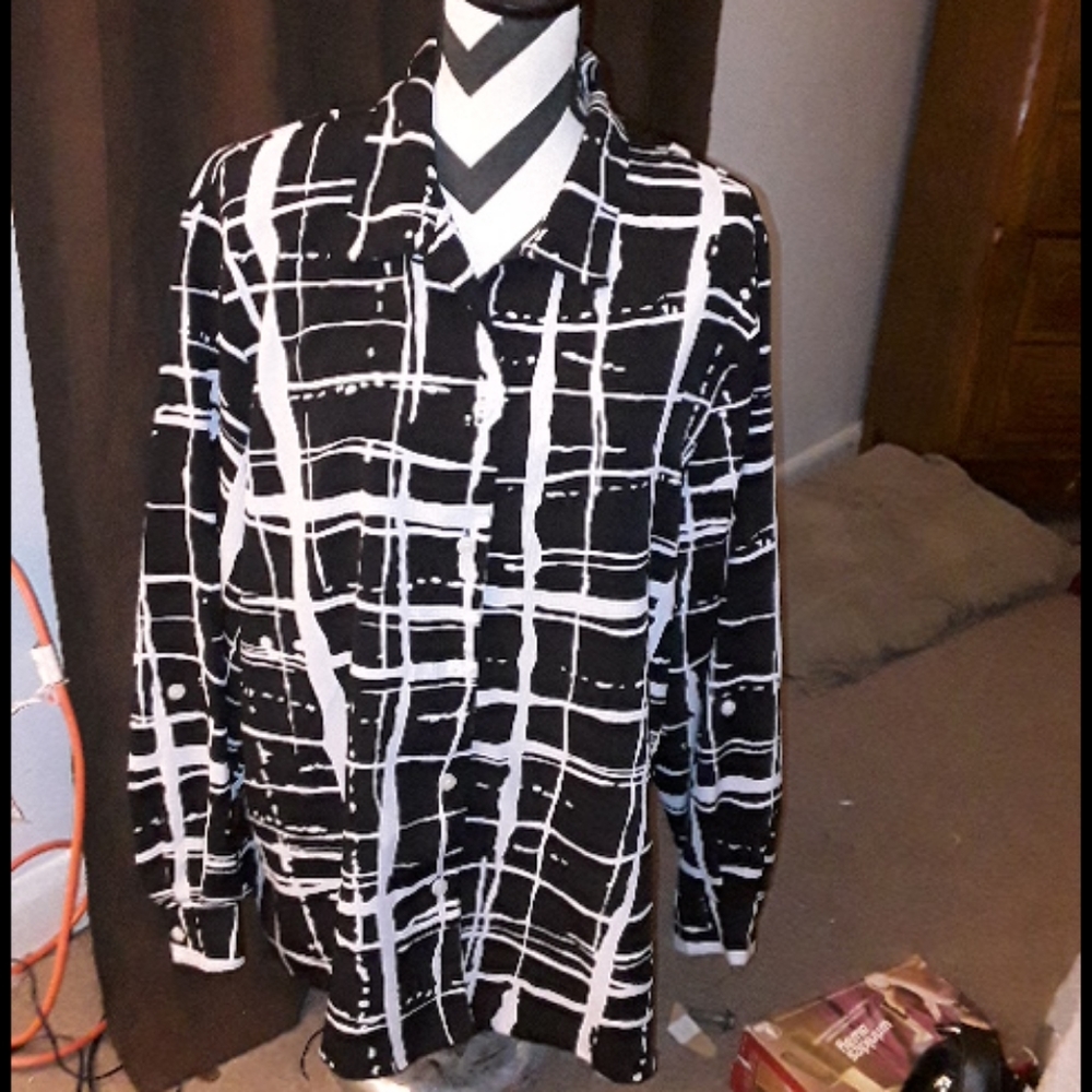 Vintage Black & White Notations Blouse